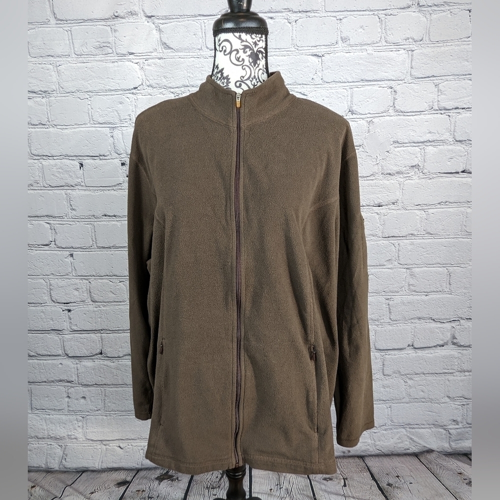L. L. Bean Woman's Size 2x Stretch Knit Long Sleeve Zip Front Jacket Pockets B26